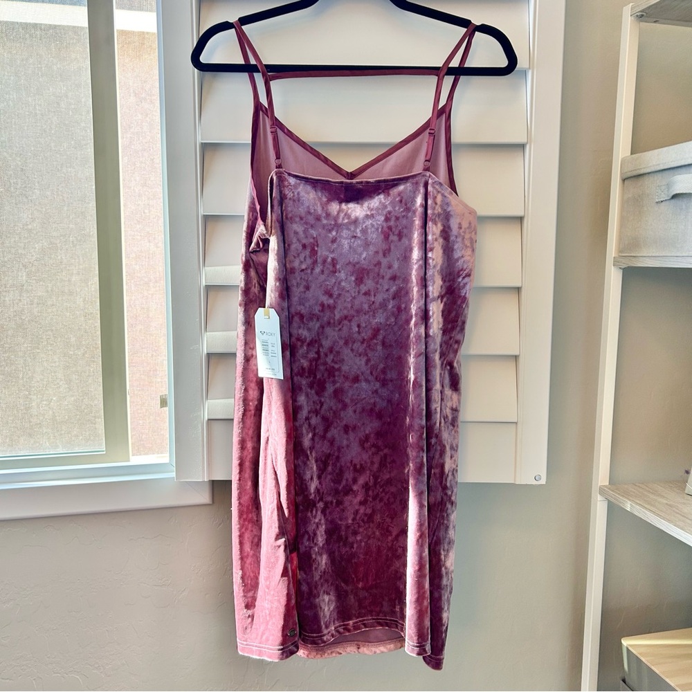 Roxy Velvet Camisole Dress | Size L in Blush Berry Maroon Color | Crushed Velvet - Picture 3 of 13